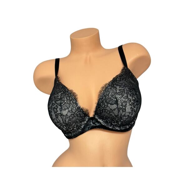 Victoria's Secret Very Sexy Black Shimmer Lace Push-Up Bra 34DDD - Picture 1 of 7
